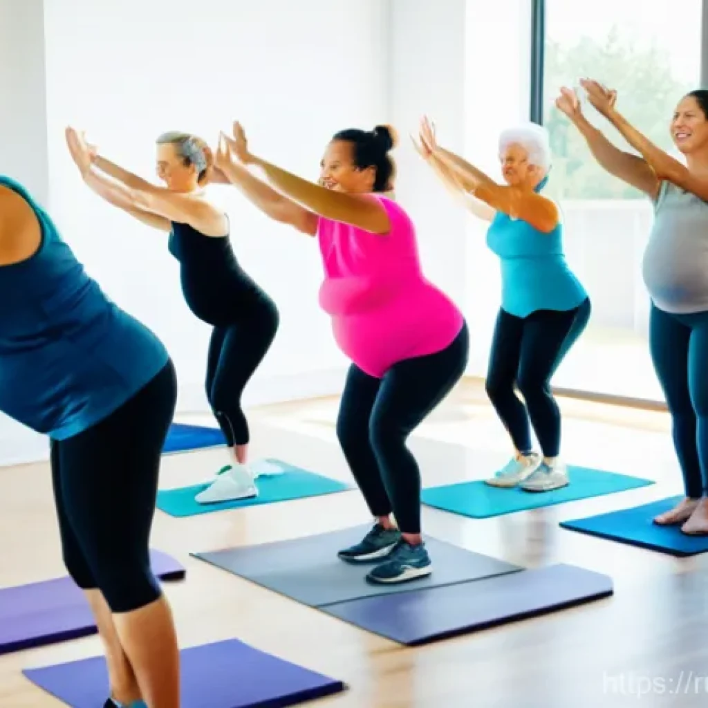 스포츠 트레이너 채용 시장 동향 - A vibrant and diverse group of individuals, representing various ages, body types, and genders, enga...